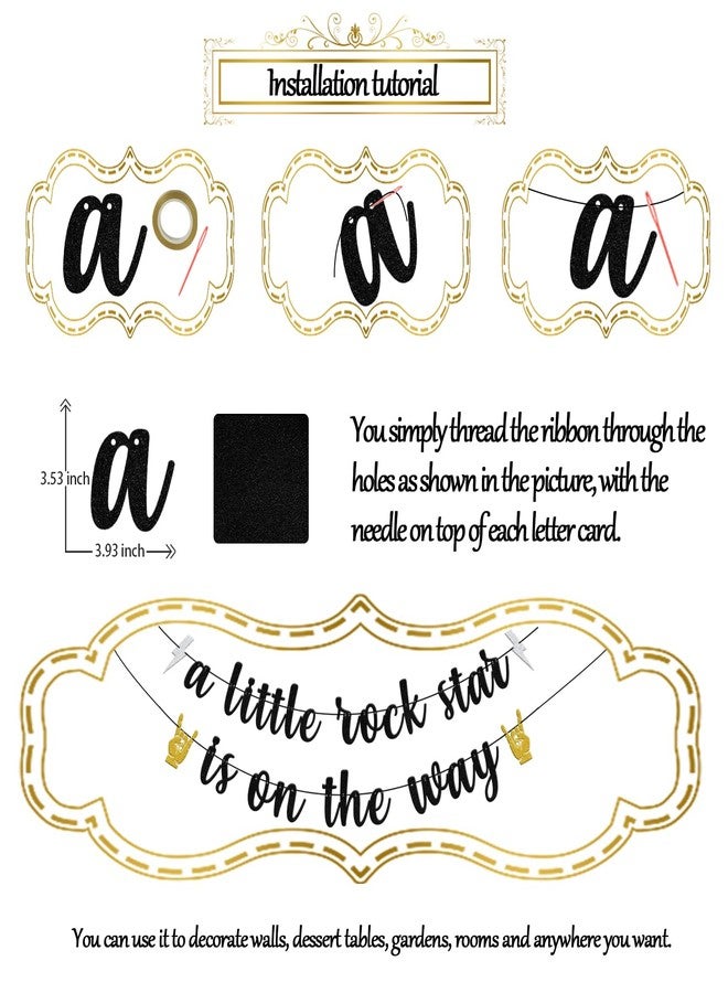 WFKLDF Little Rock Star Banner - Rock & Roll Party Decorations, Baby Shower Gender Reveal - Image 2